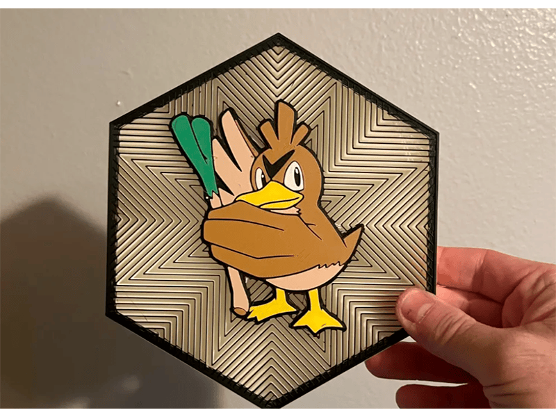 Cuadro Hexagonal de Farfetch'd Impresa en 3D