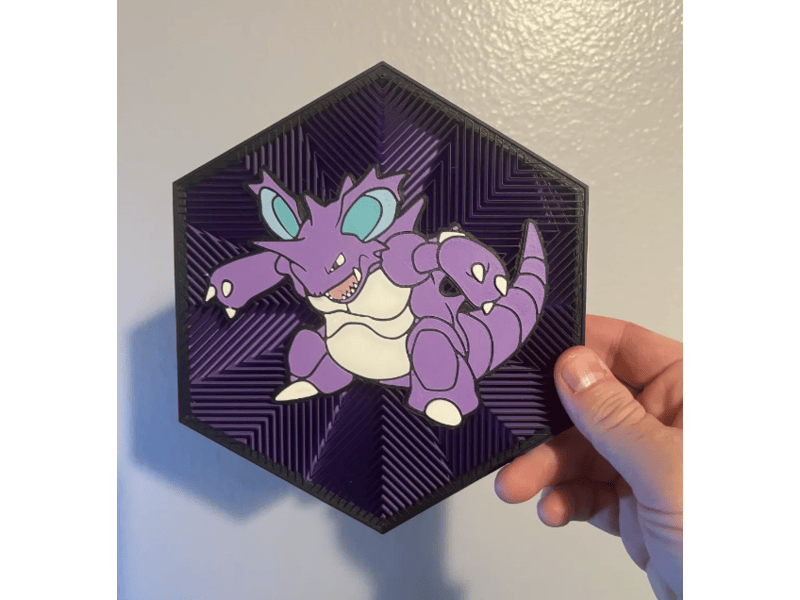 Cuadro Hexagonal de Nidoking Impresa en 3D