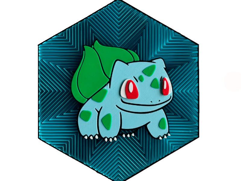 Cuadro Hexagonal de Bulbasaur Impresa en 3D