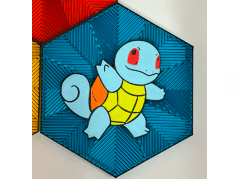 Cuadro Hexagonal de Squirtle Impresa en 3D