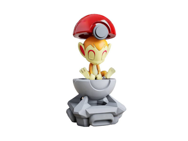 Figura Chimchar en la Pokeball Impresa en 3D