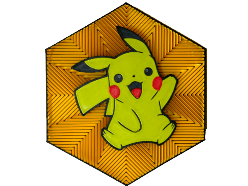 Cuadro Hexagonal de Pikachu Impresa en 3D