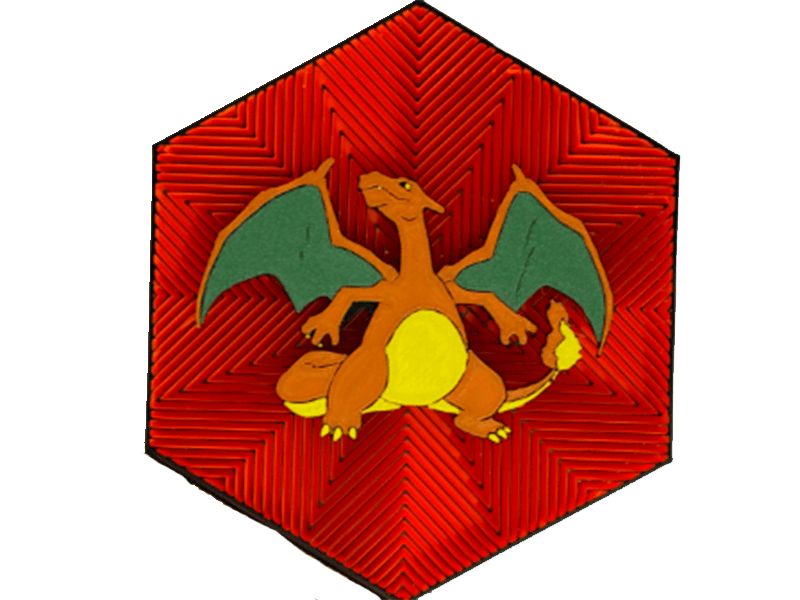 Cuadro Hexagonal de Charizard Impresa en 3D