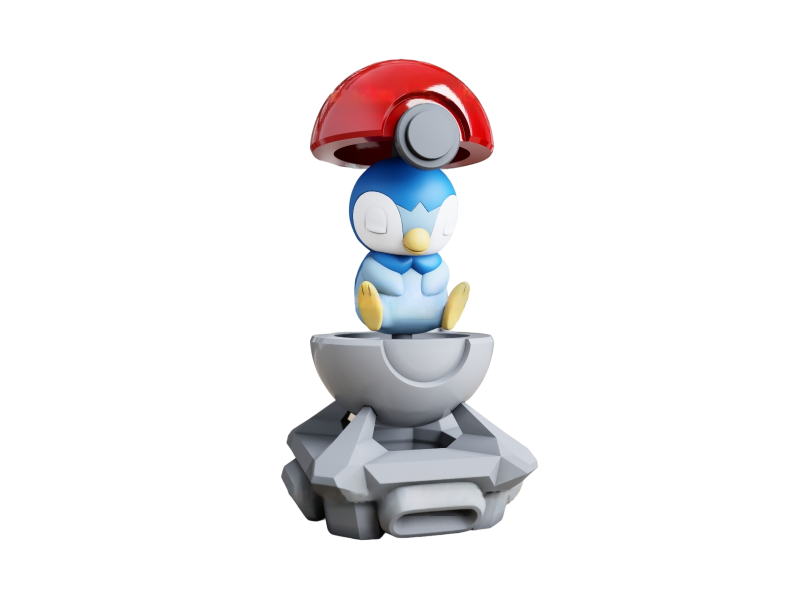Figura Piplup en la Pokeball Impresa en 3D