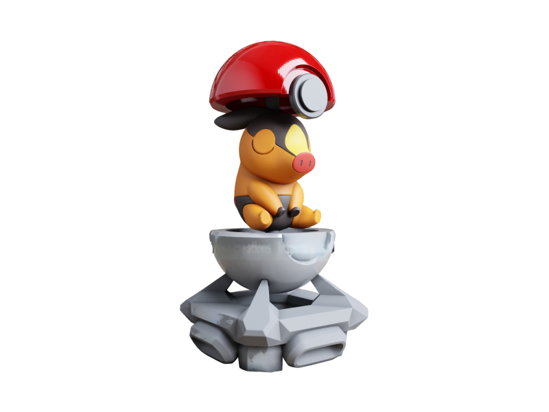 Figura Tepig en la Pokeball Impresa en 3D