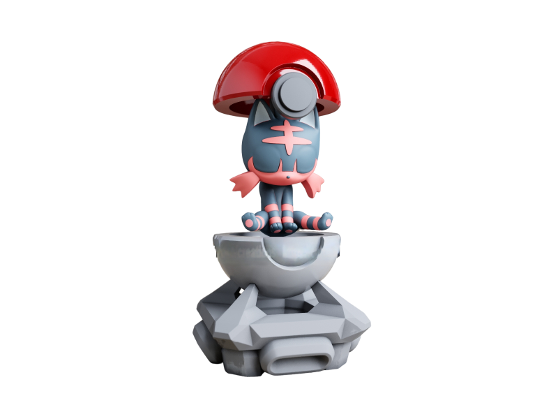 Figura Litten en la Pokeball Impresa en 3D