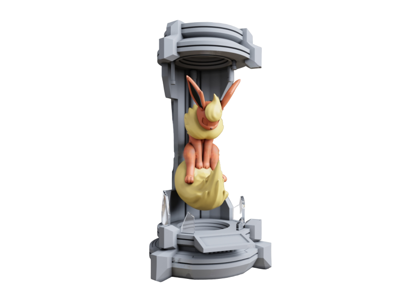 Figura Flareon en la Capsula Impresa en 3D