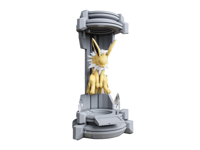 Figura Jolteon en la Capsula Impresa en 3D