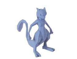 Figura Mewtwo Lowpoly Impresa en 3D