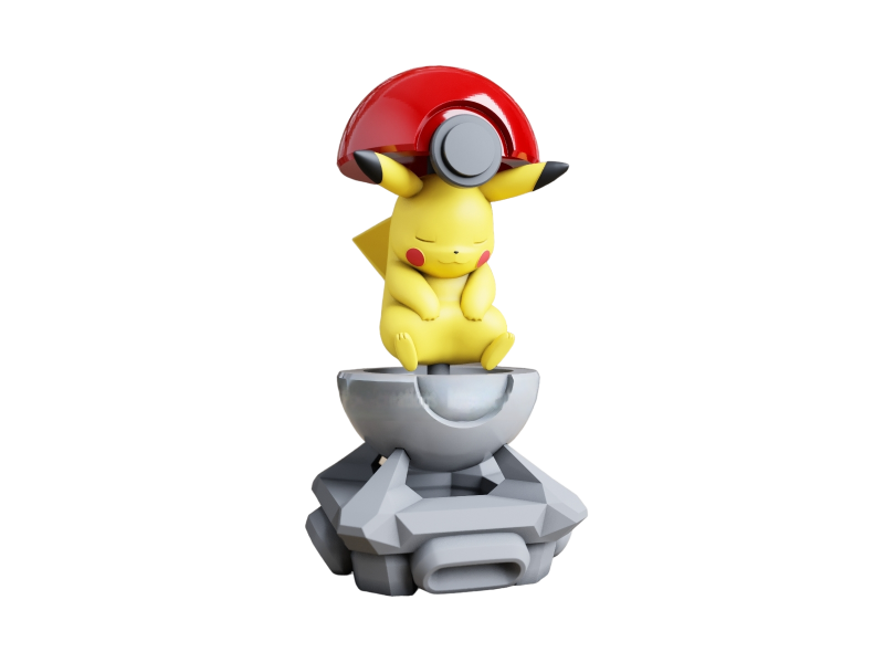 Figura Pikachu en la Pokeball Impresa en 3D